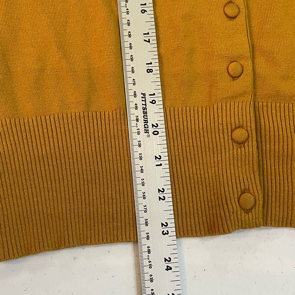 Philosophy Cardigan Gold Scoop Neck Button Front 3/4 Sleeves Knit Sz Large - Picture 8 of 11